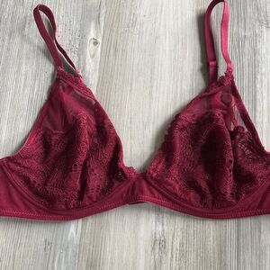 Free People Intimately Free Red Wine Lace  Wired Bralette XS